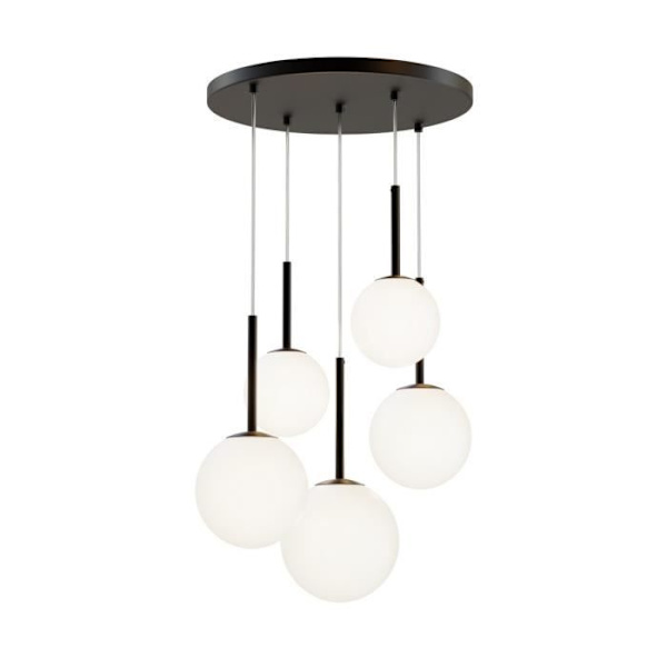 Taklampa - Maytoni - Grundform - 5 Ljus - Matt Svart - E14 - Samtida Design