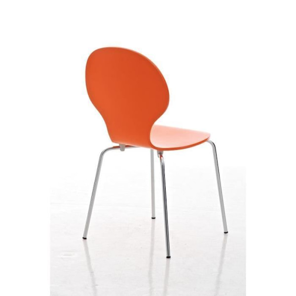 CLP Set med 4 robusta DIEGO stapelbara stolar, med träsits, ergonomiskt utformad sits, lätt underhåll, 10 färger tillgängliga... Orange