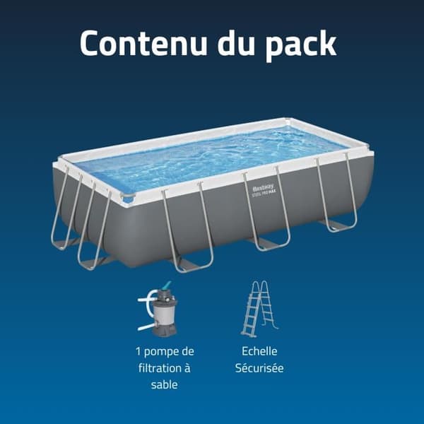 BESTWAY Bestway Utomhus rektangulär rörpool Bestway Power Steel 404 x 201 x 100 cm grå