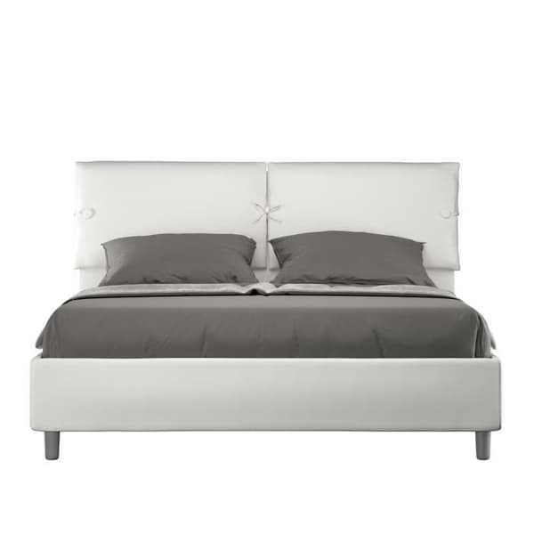 Säng dubbel - Vit - 160x190 cm - 2 platser - Polstervärd - Elegant Chic Vit