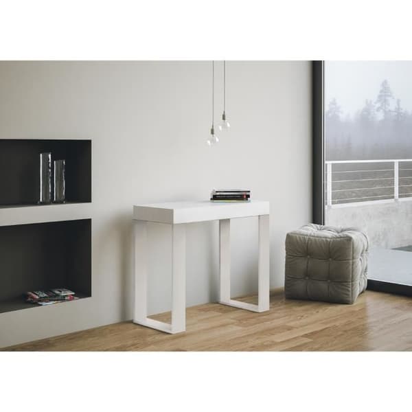 Väggkonsol Utdragbar konsol 90x40/196 cm Tecno Liten Vit Ask Vit ram Vit