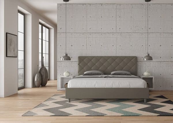 Lit coffre - Ityhome - Priya - 180x210 cm - Simil läder cappuccino - Polstret sänggavel cappuccino
