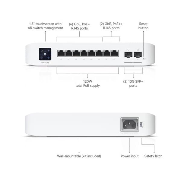 UbiQuiti USW-PRO-8-POE Switchar