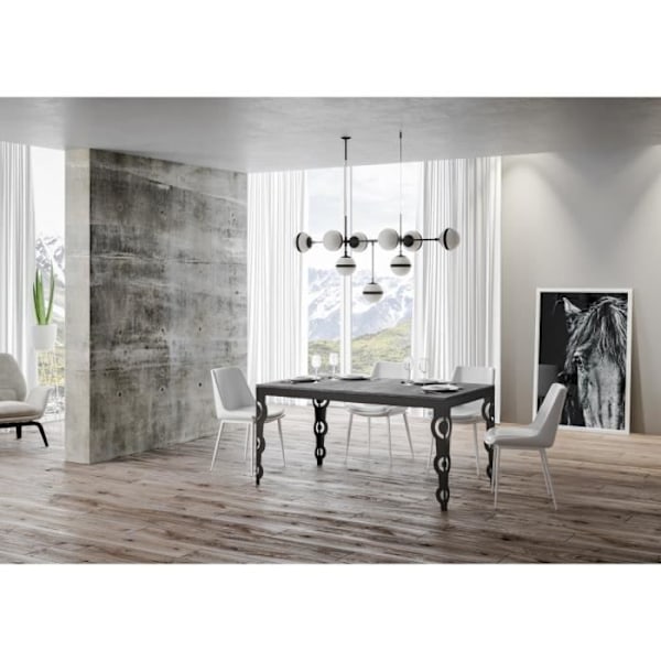 Bord Karamay Evolution Cement Skiva 90x120 Lång 380 Antracit ram cement