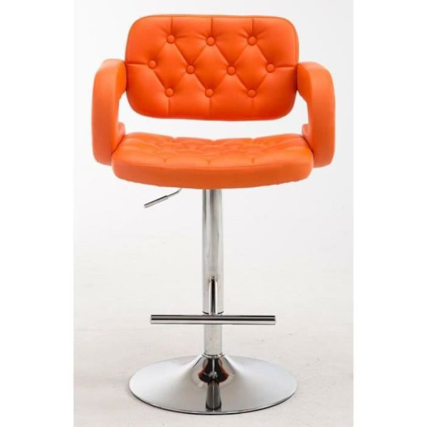 Set med 2 Dublin Barstolar i konstläder - CLP - Justerbar i höjdled - Med armstöd - Orange Orange