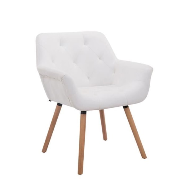 Besöksstol - CLP - Cassidy - Imiterat läder - Vit - Med armstöd - Modern design Vit