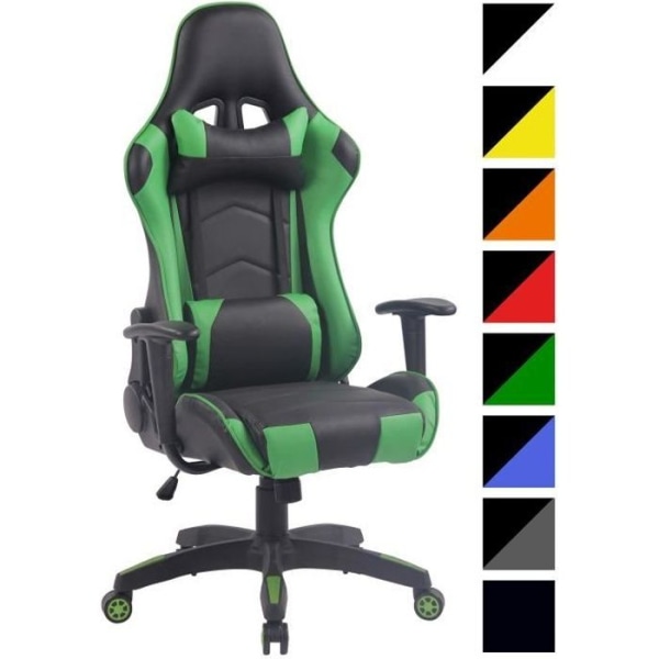 CLP Kontorsstol Racing Gamer Miracle V2 konstläder - Ergonomisk kontorsstol höjdjusterbar och vridbar svart-grön