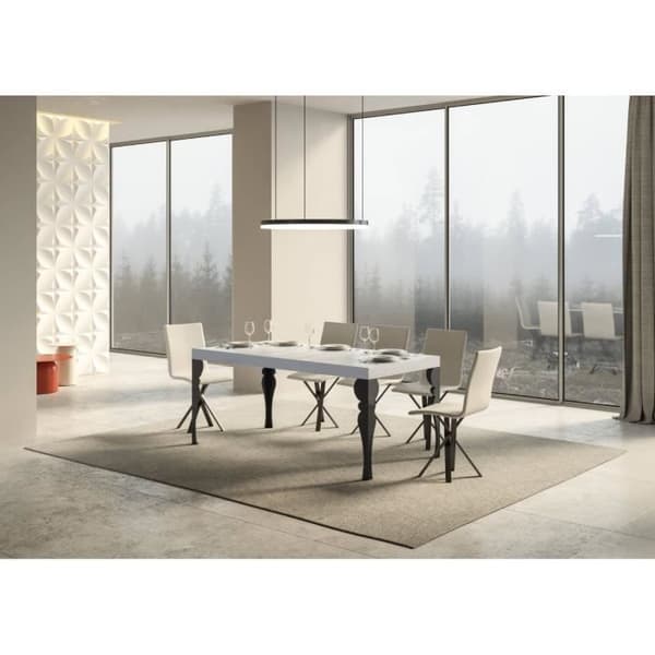 Paxon utdragbart bord - Vit ask - 90x180 cm - antracitram Vit