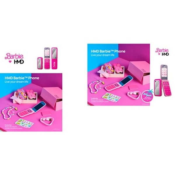 Barbie-telefon - Mattel - HMD - Clamshell-format - Dubbel display - Anti-stress rosa