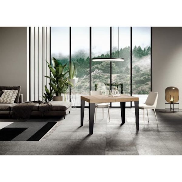 Flame utdragbart bord - Flame - Natural Oak Skiva 90x180 Långsträckt - Antracit Ram naturlig