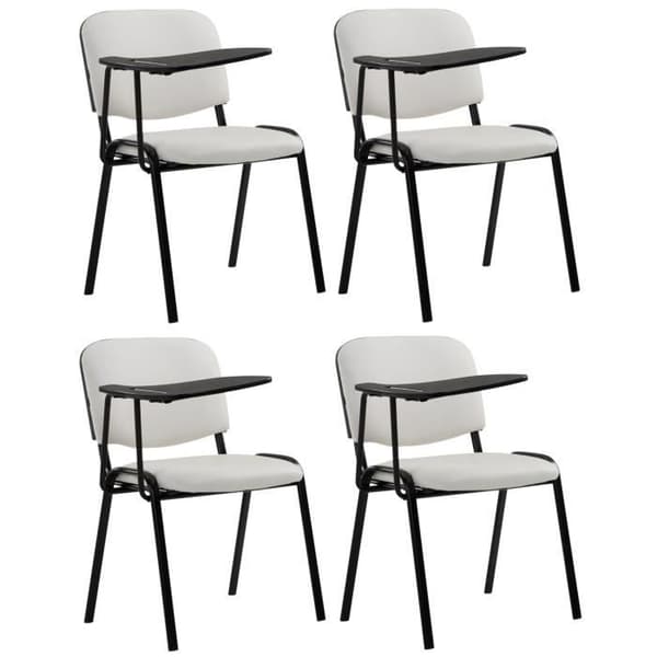 -CLP-Set med 4 Ken-stolar i konstläder med fällbart bord-Array Vit