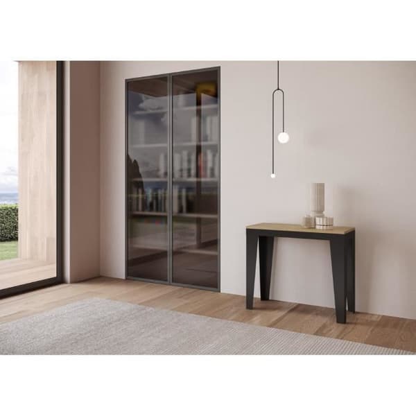 Väggkonsol Utsträckbar 90x40/196 cm Flame Small Evolution Ek Natur ram Antracit brun