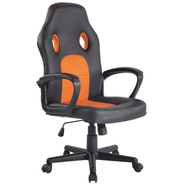 Kontorsstol - CLP - Elbing - Imiterat läder - Svart - Orange Svart - Orange