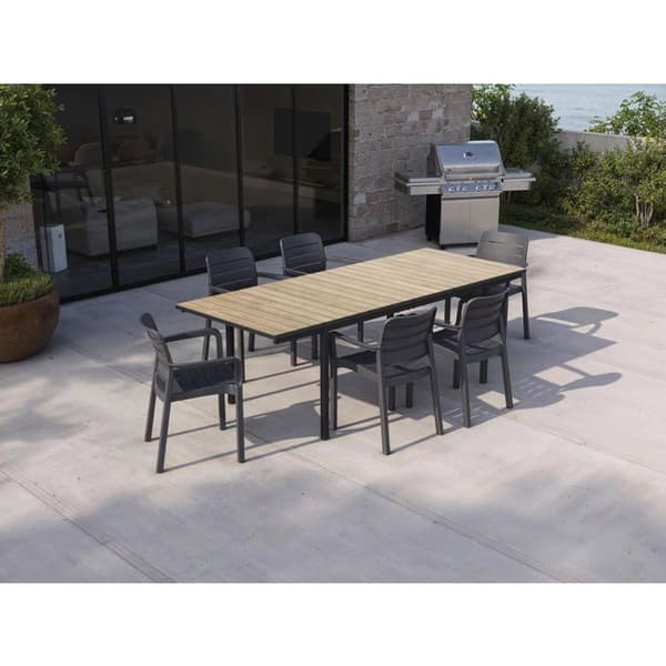 Utökningsbar trädgårdsbord - KETER - Deco Porto Nova - Rektangulär - 233 x 94 x 75 cm brun