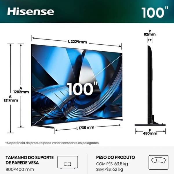 TV Hisense 100U7SE (2026) 100" Mini-LED ULED UHD 4K