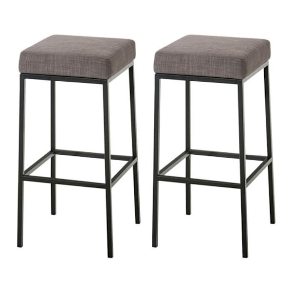 Barstol - Montréal - Set med 2 - Grå-svart tyg - Höjd 80 cm - Klassisk design Mörkgrå