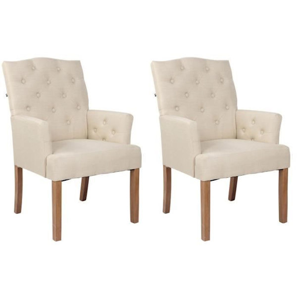 Matsalsstolar - CLP - Socker - Chesterfield Stil - Tyg - Set om 2 Grädde