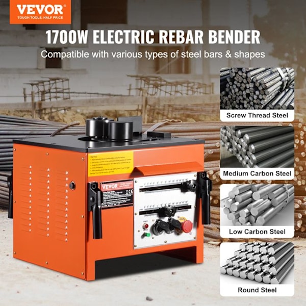 Elektrisk armeringsjärnsböjare-VEVOR-1700 W-Bärbar hydraulisk bockningsmaskin-lätt bockning, för stålstänger