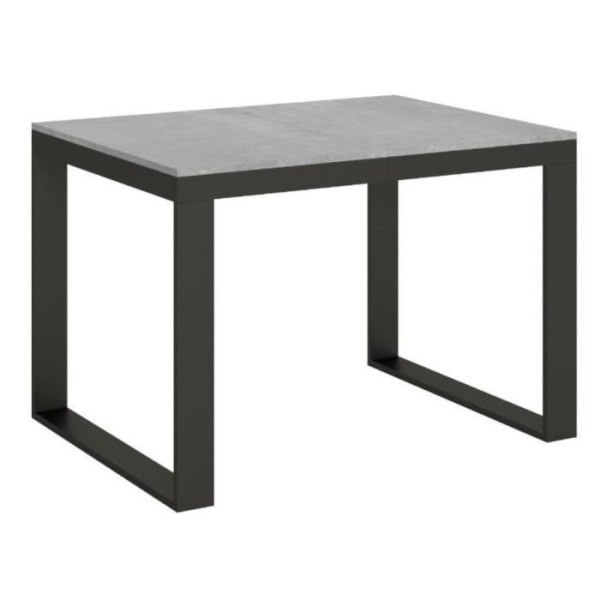 Modernt utdragbart bord 6 till 16 platser L 120 till 380 cm betonggrå och antracitmetallram Likro