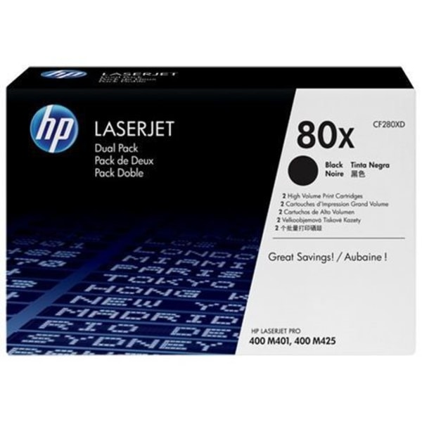 HP 80X svart tonerkassett för LaserJet Pro 400 M401/MFP M425 - 2-pack