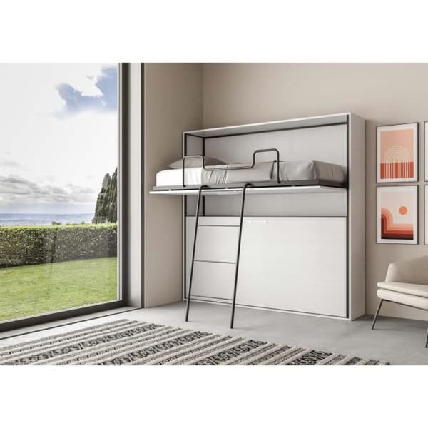 Utfällbar våningssäng - Itamoby - KANDO - 2 bäddar - White Ash - Contemporary Vit