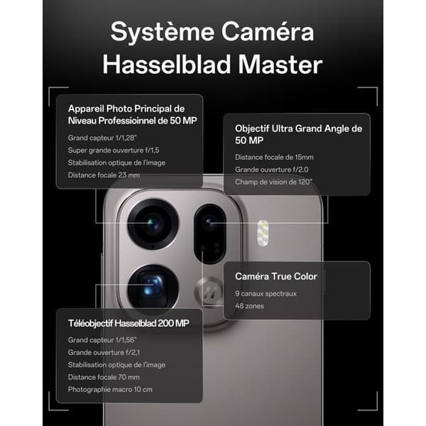 Smartphone OPPO Find X9 Pro 5G 16Go 512Go Grå Skärm 6.78" MediaTek Dimensity 9500 Teleobjektiv Hasselblad 200 MP - EU-version