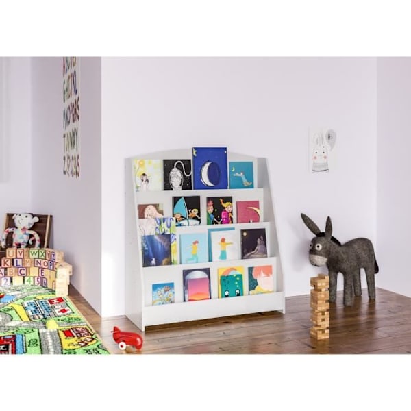 Barnbibliotek Melfa i MDF med 4 förvaringshyllor, 80 cm