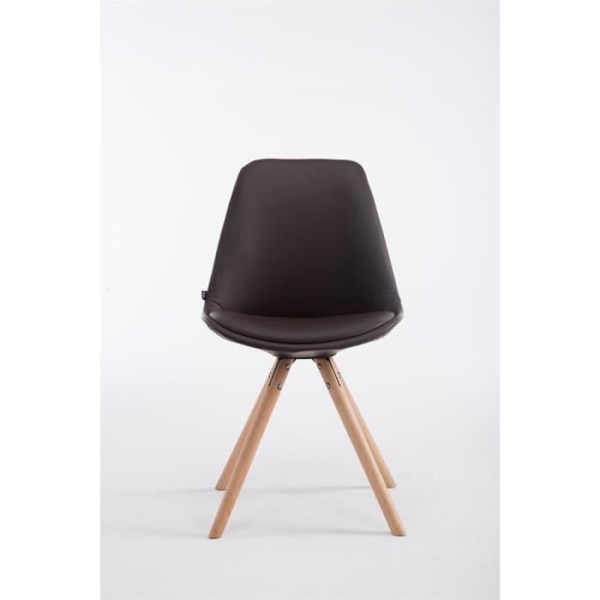 LAVAL besöksstol i konstläder med runda ben - Brun - Modern design - Bekväm Brun-Natur