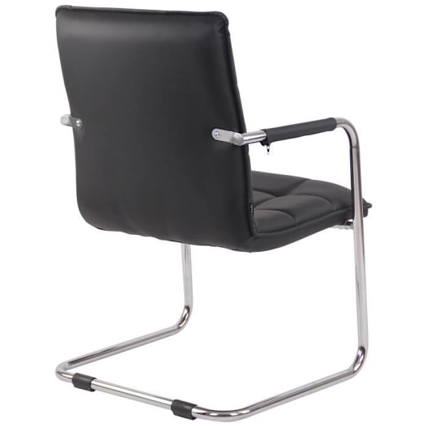 Gandia Cantilever Chair - CLP - Imiterat läder - Svart - Chrome Base - Med armstöd Svart