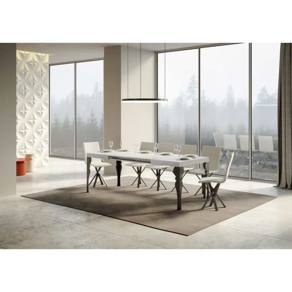 Paxon utdragbart bord - Vit ask - 90x180 cm - antracitram Vit