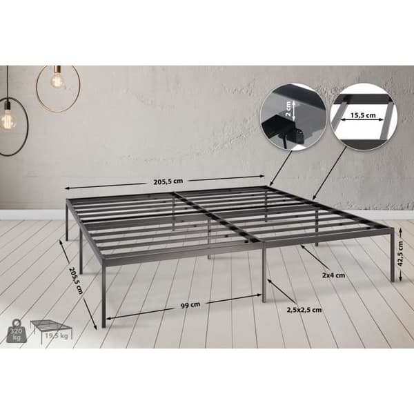 -CLP-Metal sängram Fargo med integrerade ribbottnar-Array svart