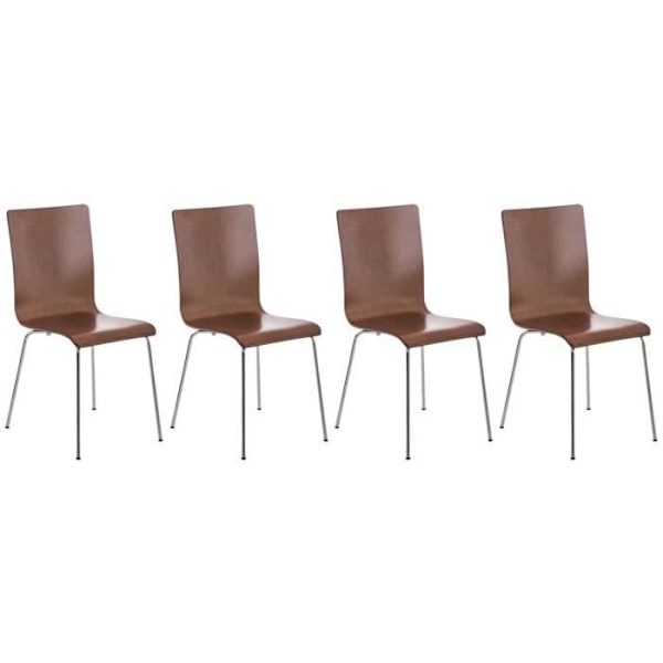 Besöksstolar Pepe i trä - CLP - Set om 4 - Brun - Modern design kastanj