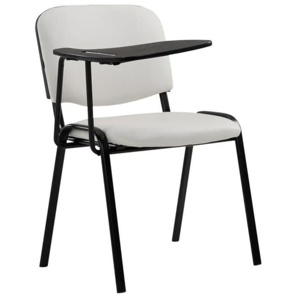 -CLP-Set med 4 Ken-stolar i konstläder med fällbart bord-Array Vit