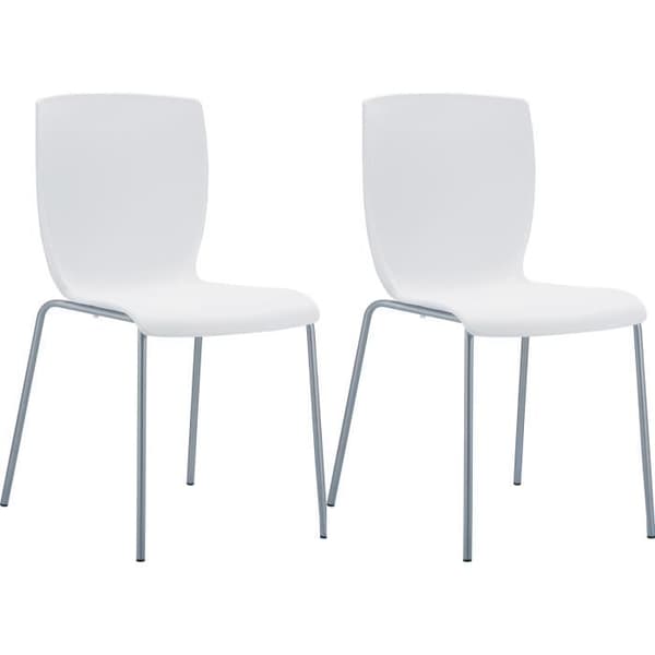 -CLP-Set med 2 stapelbara trädgårdsstolar Mio i plast med aluminiumben-Array Vit