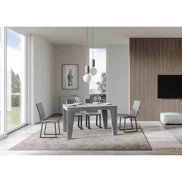 Uttökningsbart bord - Naxy - 90x140/244 cm - Cement Cement