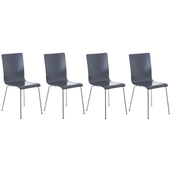 Set med 4 Pepe besöksstolar i trä - CLP - Grå - Ergonomisk design - Stabilitet Grå