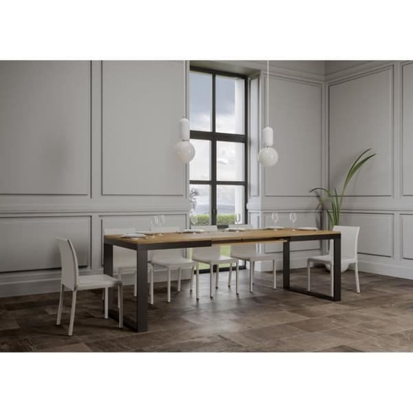 Bord - TECNO EVOLUTION - Natural Oak Skiva - Utdragbar - Antracit Ram Valnöt