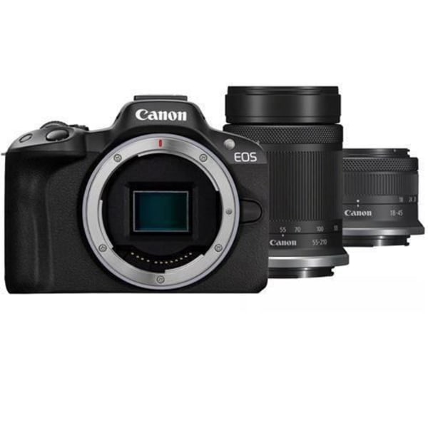 Canon spegellös kamera EOS R50 + RF-S 18-45 mm f/4.5-6.3 IS STM + RF-S  55-210 mm f/5-7.1 IS STM - 4549292205060 0925 | Fyndiq