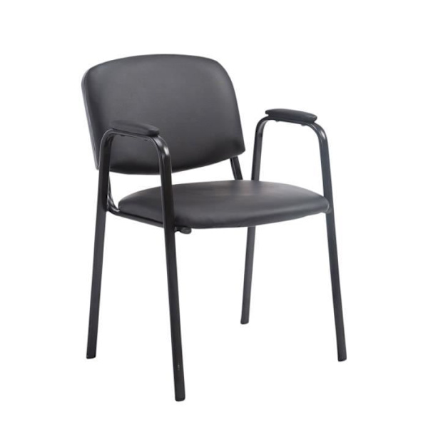 Besöksstol - CLP - Ken PRO - Imiterat läder - Svart - Med armstöd - Modern design Svart