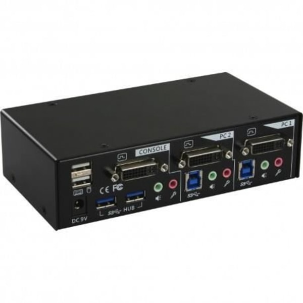 InLine® Desktop KVM Switch, 2-vägs, DVI-I, USB 3.0 Hub, med ljud