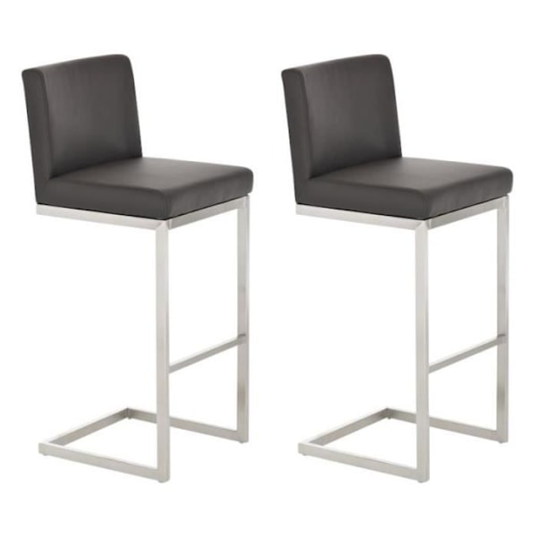 Set med 2 barstolar Paros i konstläder, Brun kastanj