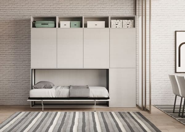 Fällbar sängskåp - Kando - Horisontell - 1 sängplats - Vit Ask - Dagens design Vit Ask