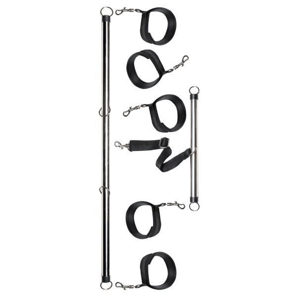 Set BDSM - Spridbar - 5 avtagbara bindor - 2 handbojor - Transportväska - Svart