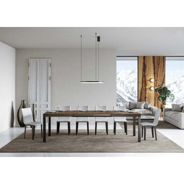 Utdragbar vardagsbord valnötsskiva 90x160 Lång 420 antracit ram