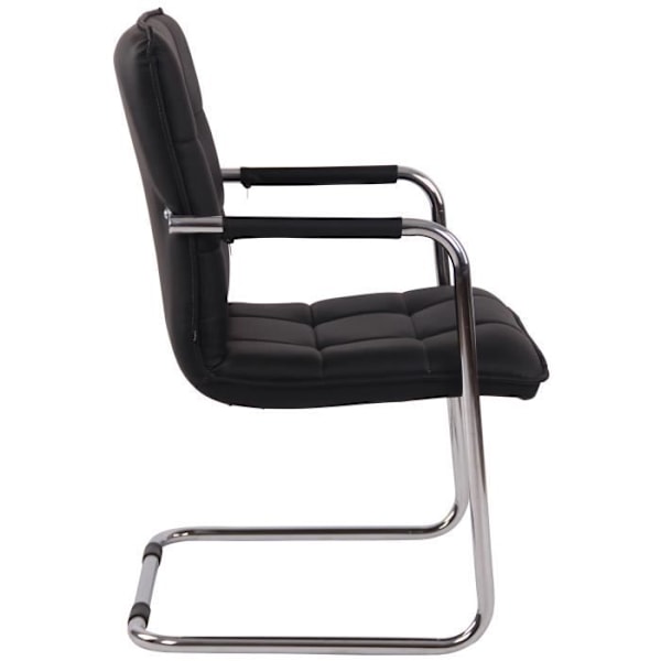 Gandia Cantilever Chair - CLP - Imiterat läder - Svart - Chrome Base - Med armstöd Svart