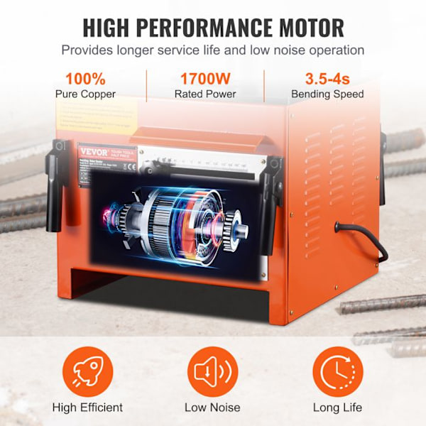 Elektrisk armeringsjärnsböjare-VEVOR-1700 W-Bärbar hydraulisk bockningsmaskin-lätt bockning, för stålstänger