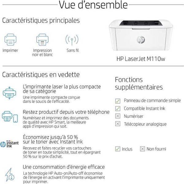 HP LaserJet M110w svartvit laserskrivare med en enda funktion