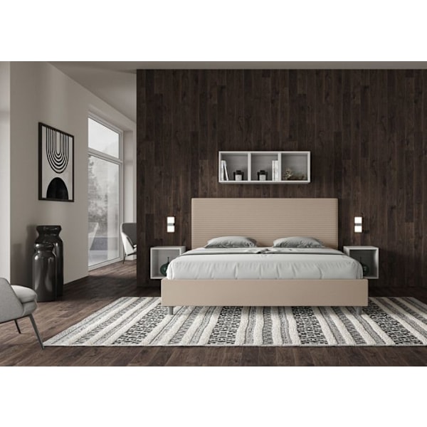 Säng utan vadderad boxspring 180x200 taupe konstläder Focus mol