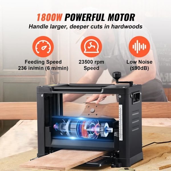 1800W Hyvelfog Trä Två blad - VEVOR - 15A 23500 rpm 30,1x33cm