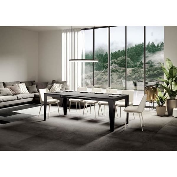 Utsträckbar Bord - Flamme Evolution - 90x180 cm - Cement - 8 Platser - Anthracite Ram cement